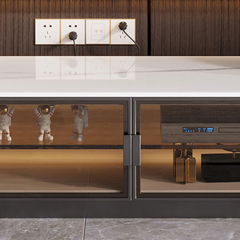 Saddle Leather Extended Tv Stand - image 4