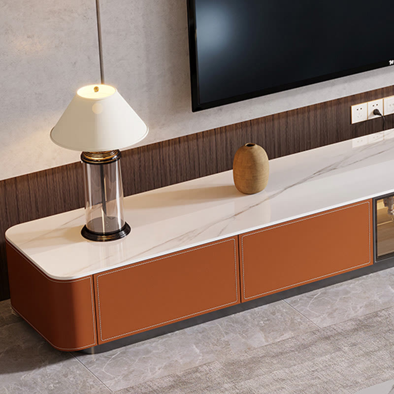 Saddle Leather Extended Tv Stand