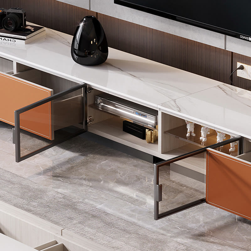 Saddle Leather Extended Tv Stand