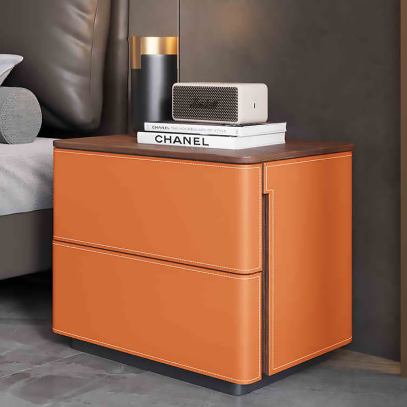 Mid-century Saddle Leather Chest Of Drawers - 2xOrange - image 2