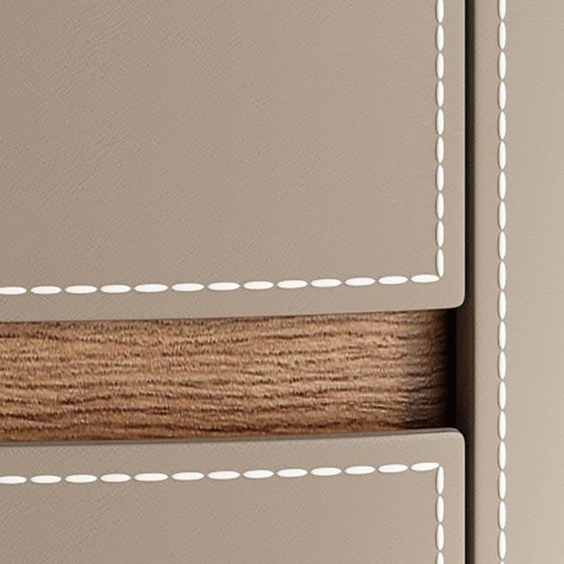 Saddle Leather Veneer Solid Wood Bedside Table - image 9