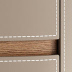 Saddle Leather Veneer Solid Wood Bedside Table - image 9