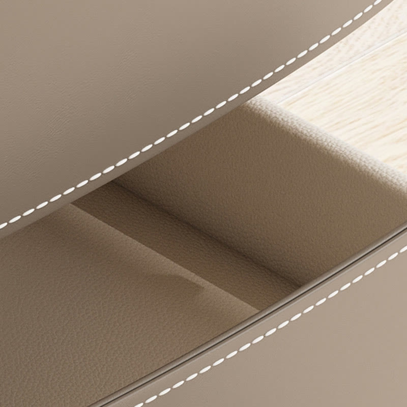 Saddle Leather Veneer Solid Wood Bedside Table - image 11