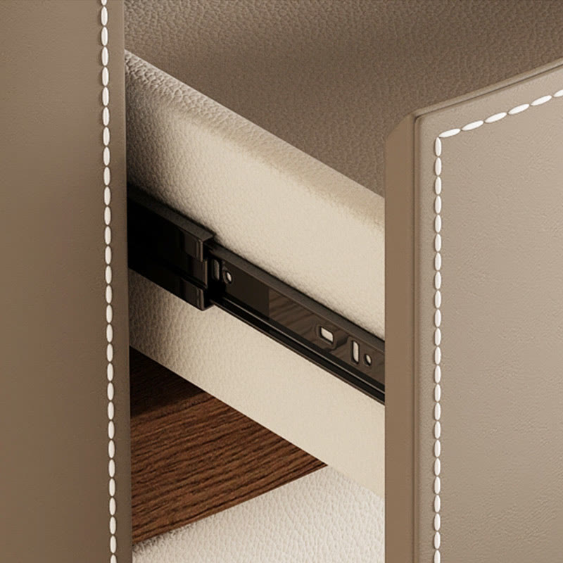 Saddle Leather Veneer Solid Wood Bedside Table - image 10