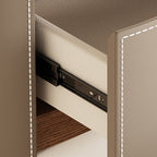 Saddle Leather Veneer Solid Wood Bedside Table - image 10