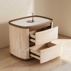 Saddle Leather Veneer Solid Wood Bedside Table - image 8