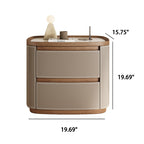 Saddle Leather Veneer Solid Wood Bedside Table - image 12