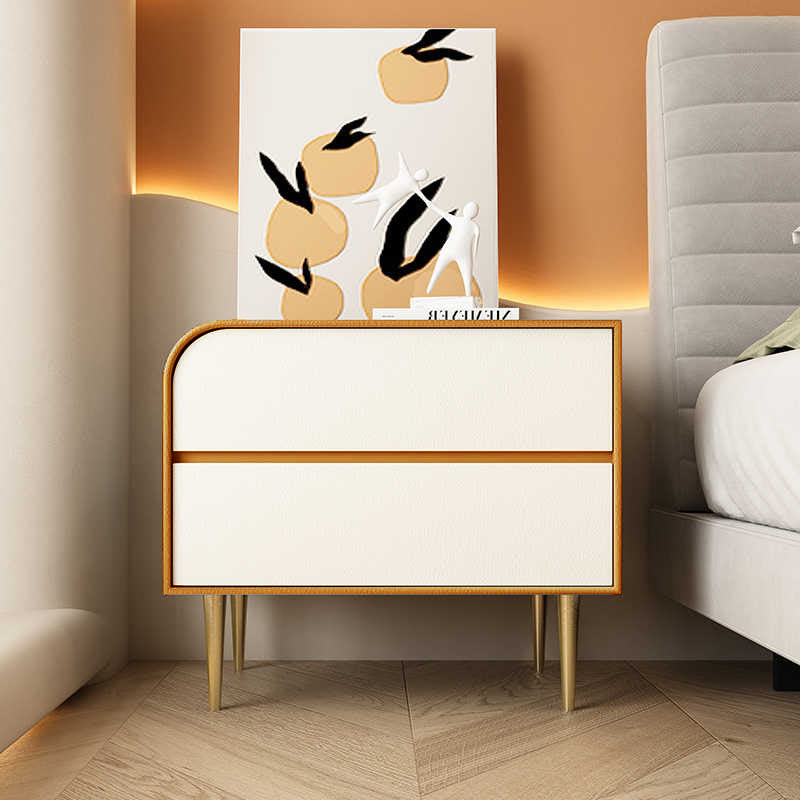 Gold High-leg Saddle Leather Nightstand