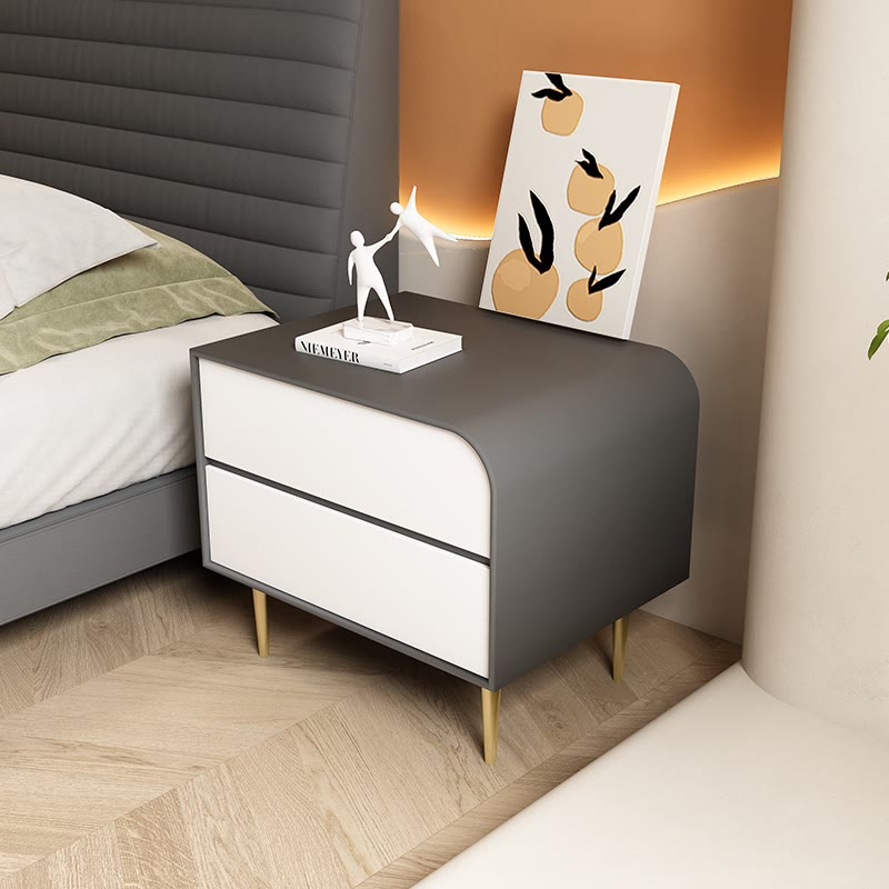 Gold High-leg Saddle Leather Nightstand - Black B - image 9