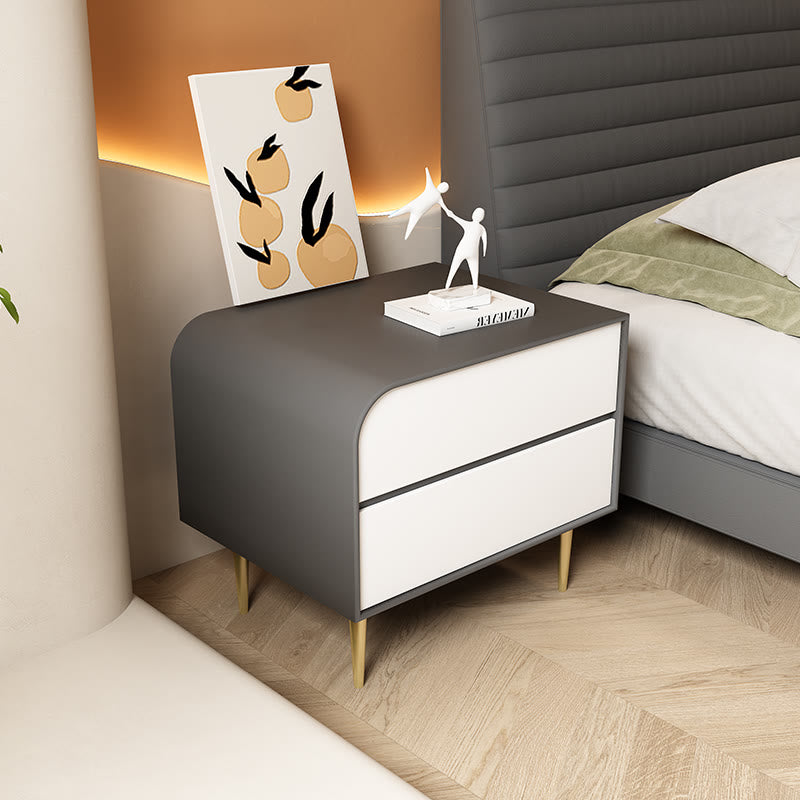 Gold High-leg Saddle Leather Nightstand