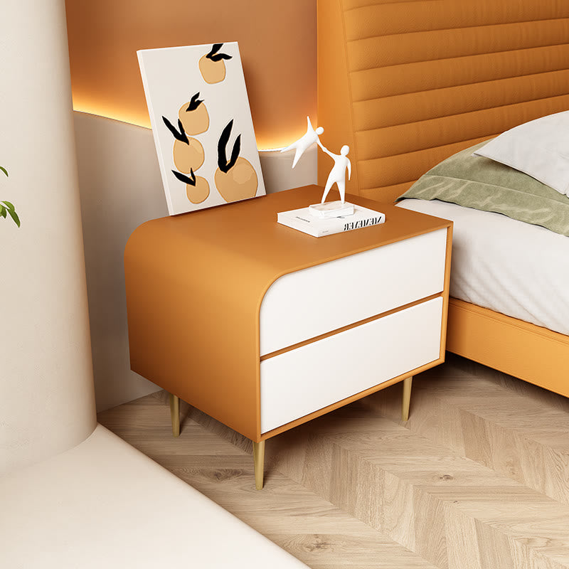 Gold High-leg Saddle Leather Nightstand - Orange A - image 6