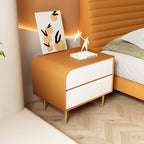 Gold High-leg Saddle Leather Nightstand - Orange A - image 6
