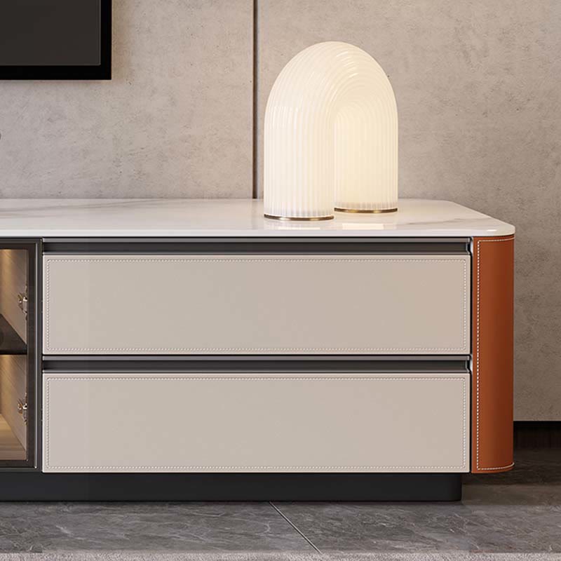 Large Storage Saddle Leather TV Stand - image 7