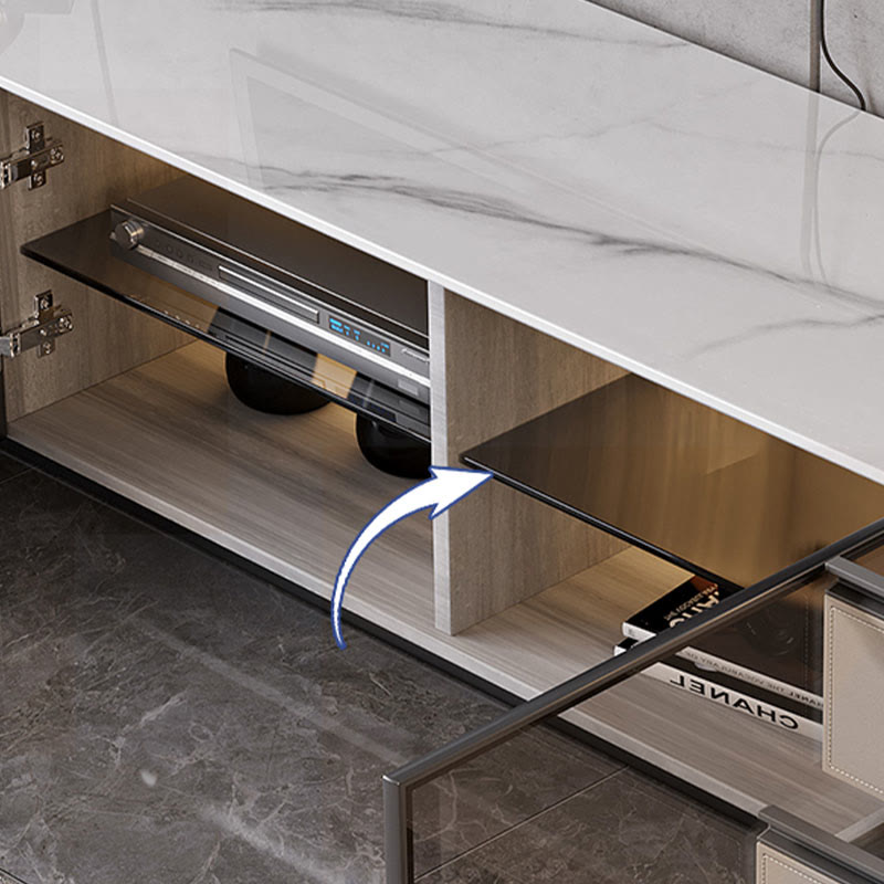 Large Storage Saddle Leather TV Stand - image 8
