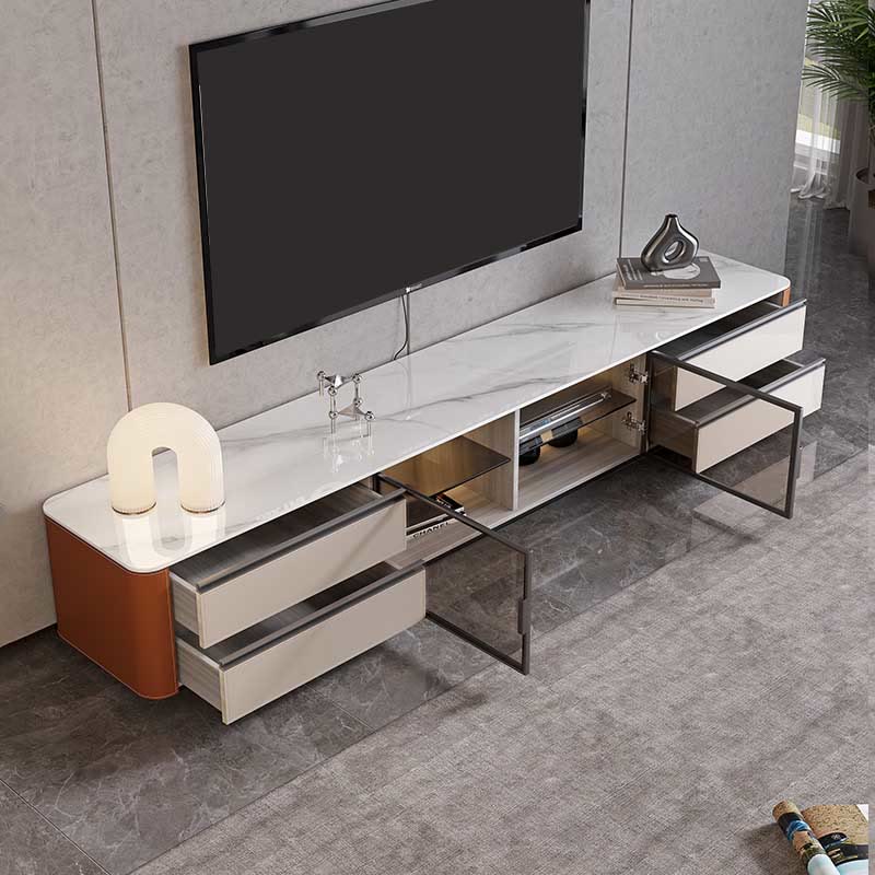 Large Storage Saddle Leather TV Stand - image 4