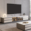 Large Storage Saddle Leather TV Stand - Dark Khaki+Light Khaki - image 0
