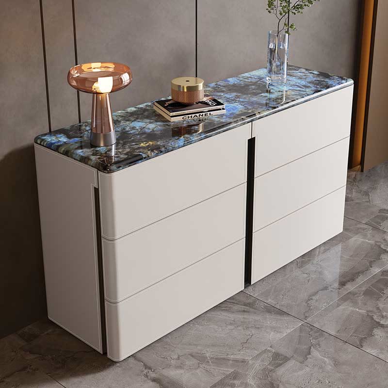 Stone Tabletop Saddle Leather Sideboard  - image 5