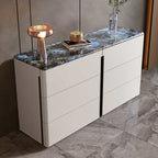 Stone Tabletop Saddle Leather Sideboard  - image 5