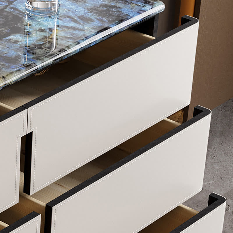 Stone Tabletop Saddle Leather Sideboard  - image 7