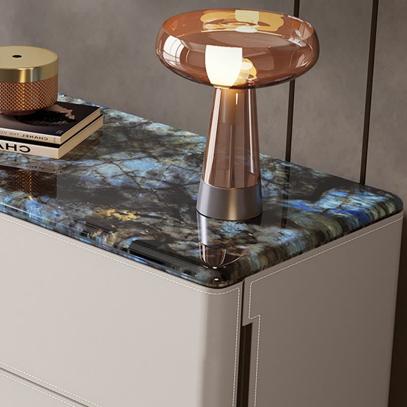 Stone Tabletop Saddle Leather Sideboard  - image 8