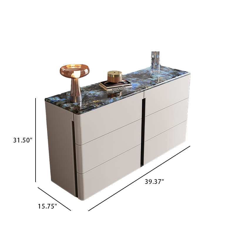 Stone Tabletop Saddle Leather Sideboard  - image 10