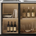 Saddle Leather Tall Sideboard With Glass Door - image 9