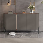 Saddle Leather Sideboard Buffet Cabinet With Storage  - Grey - image 0