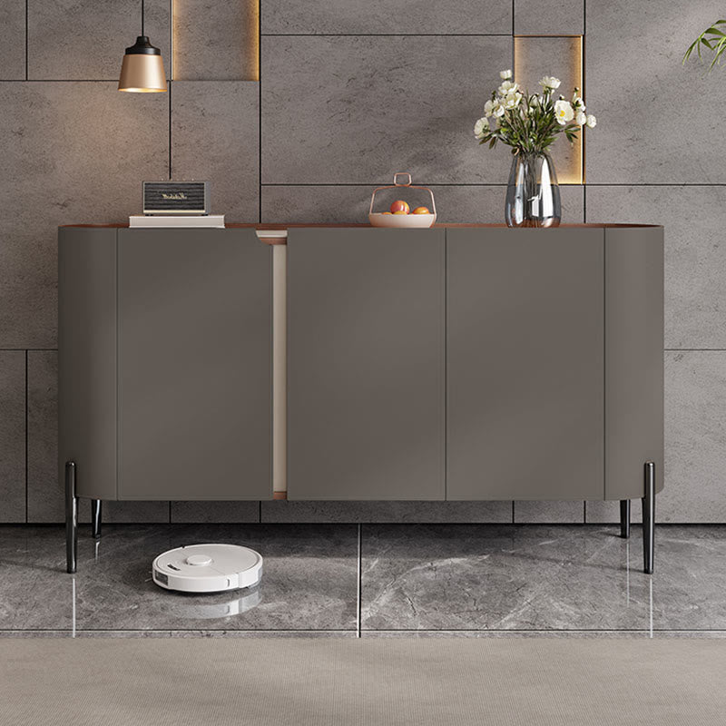 Saddle Leather Sideboard Buffet Cabinet With Storage  - Grey - image 0