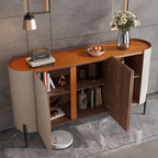 Saddle Leather Sideboard Buffet Cabinet With Storage  - image 5