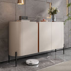 Saddle Leather Sideboard Buffet Cabinet With Storage  - image 4