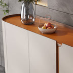 Saddle Leather Sideboard Buffet Cabinet With Storage  - image 7