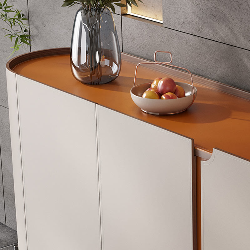 Saddle Leather Sideboard Buffet Cabinet With Storage  - image 7