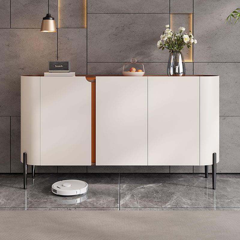 Saddle Leather Sideboard Buffet Cabinet With Storage  - Beige - image 1