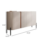 Saddle Leather Sideboard Buffet Cabinet With Storage  - image 10