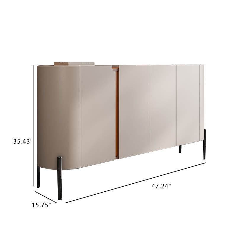 Saddle Leather Sideboard Buffet Cabinet With Storage