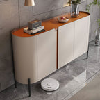 Saddle Leather Sideboard Buffet Cabinet With Storage  - image 3