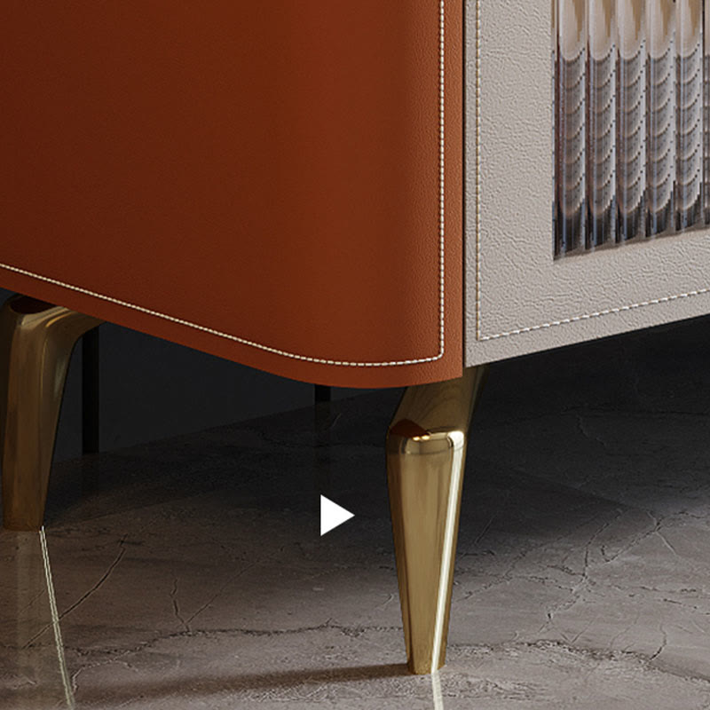 Saddle Leather Storage Sideboard With Glass Door - image 2