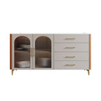 Saddle Leather Storage Sideboard With Glass Door - image 1