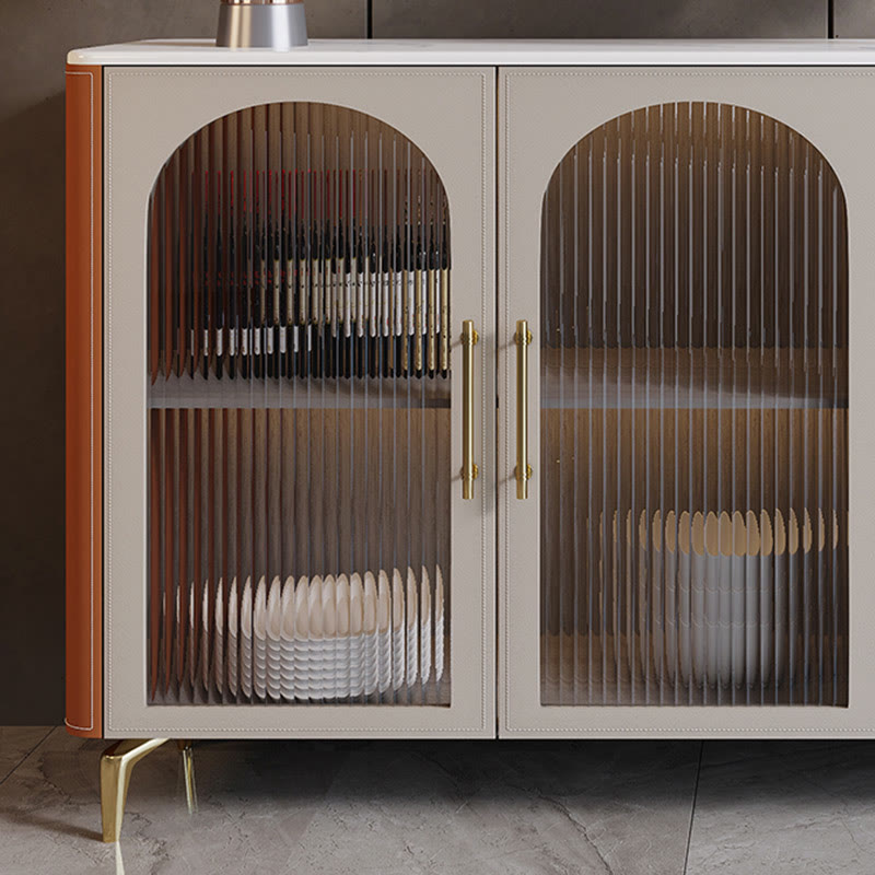 Saddle Leather Storage Sideboard With Glass Door - image 4