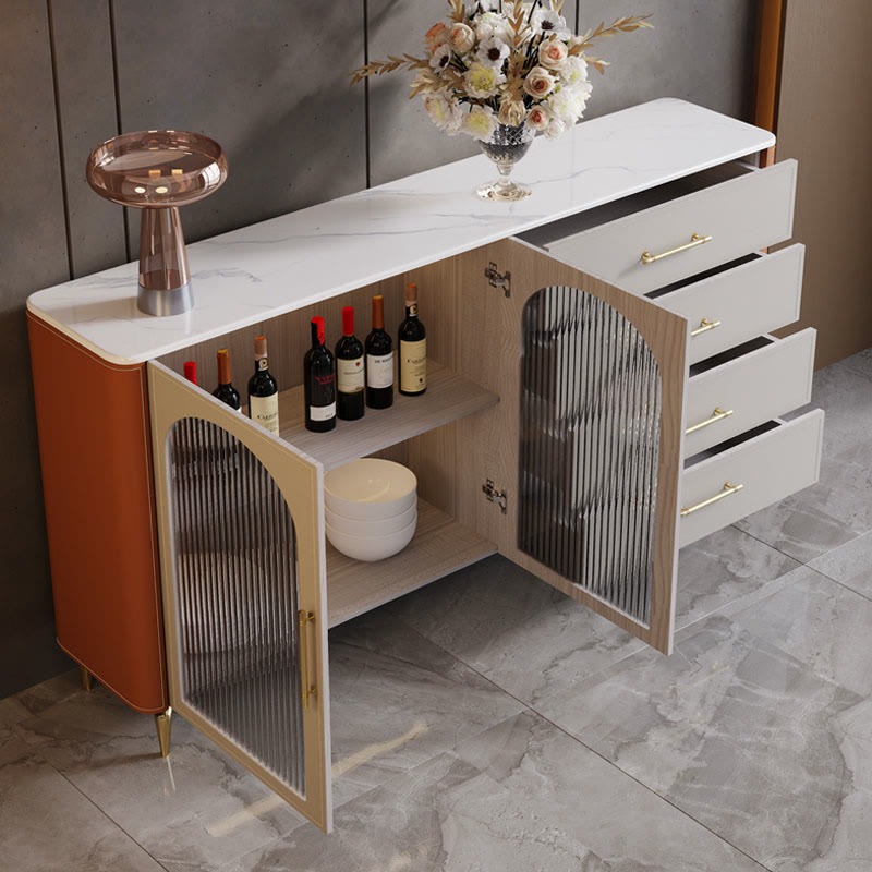 Saddle Leather Storage Sideboard With Glass Door - image 6