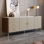 Modern Saddle Leather High Leg Sideboard - Brown - image 9