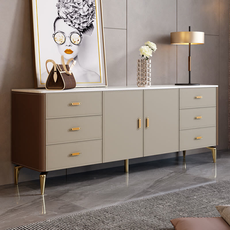 Modern Saddle Leather High Leg Sideboard - Brown - image 9