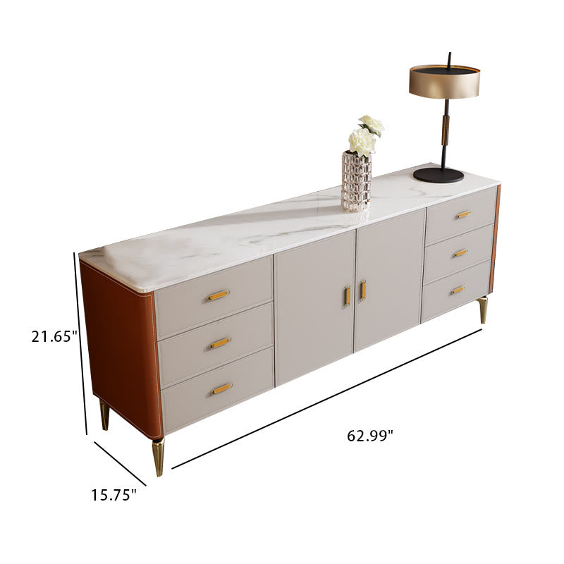 Modern Saddle Leather High Leg Sideboard