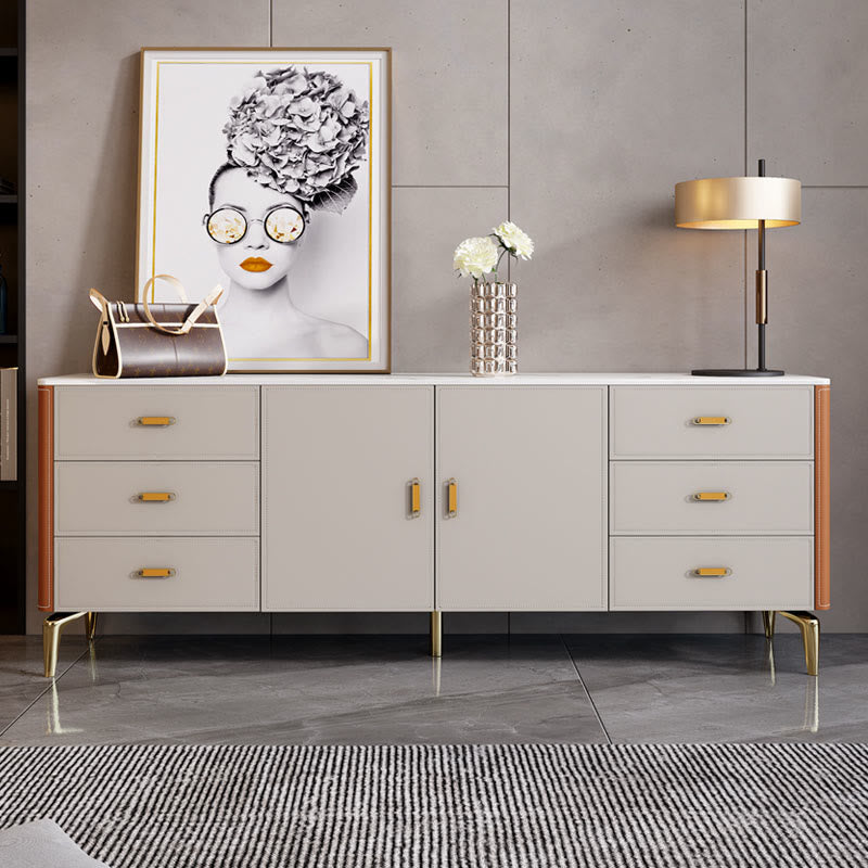 Modern Saddle Leather High Leg Sideboard