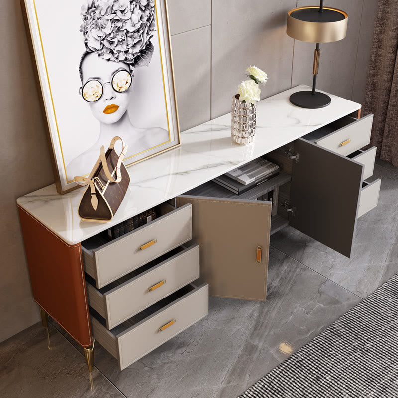 Modern Saddle Leather High Leg Sideboard - image 4