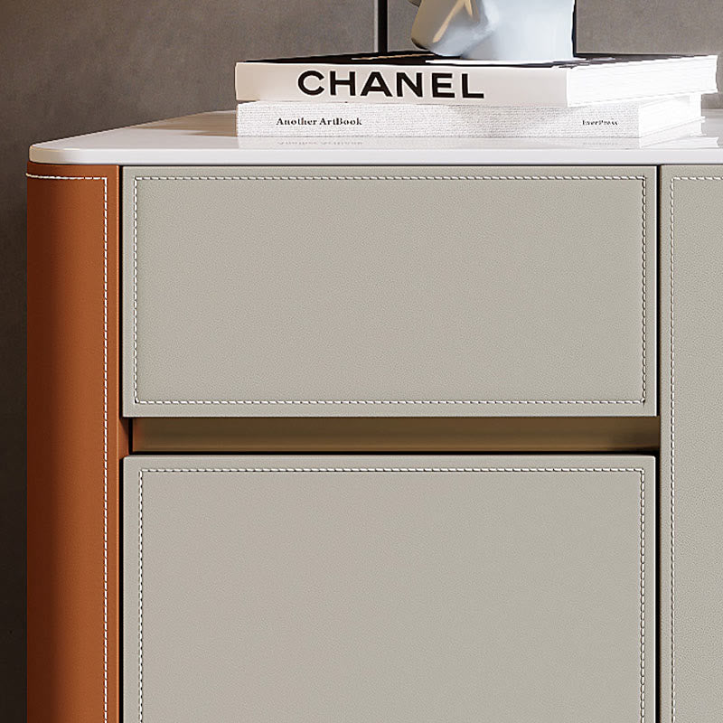Saddle Leather Glass Display Sideboard - image 8