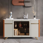 Saddle Leather Glass Display Sideboard - image 4