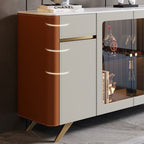 Saddle Leather Glass Display Sideboard - image 9