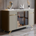 Saddle Leather Glass Display Sideboard - Brown - image 0