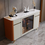 Saddle Leather Glass Display Sideboard - image 5